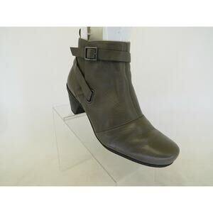 Abeo Womens Sz 10 N (Narrow Width) Brown Leather Zip Buckle Ankle Boots Bootie